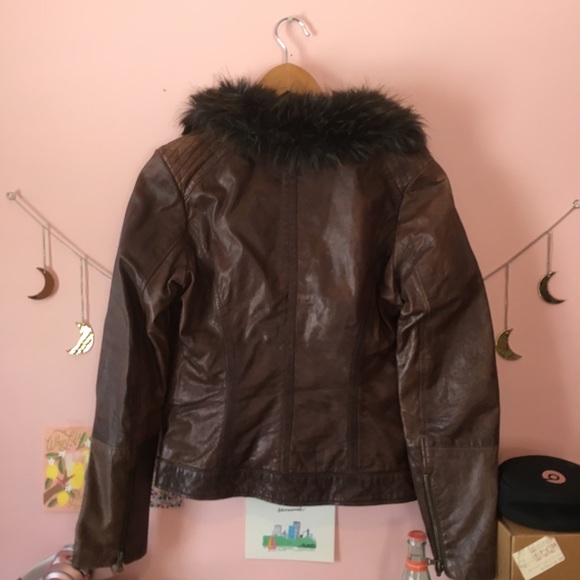 GUESS Brown Leather Jacket - Picture 5 of 7